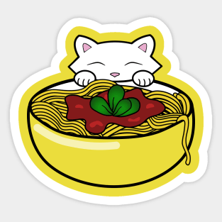 Cat eating spaghetti Sticker